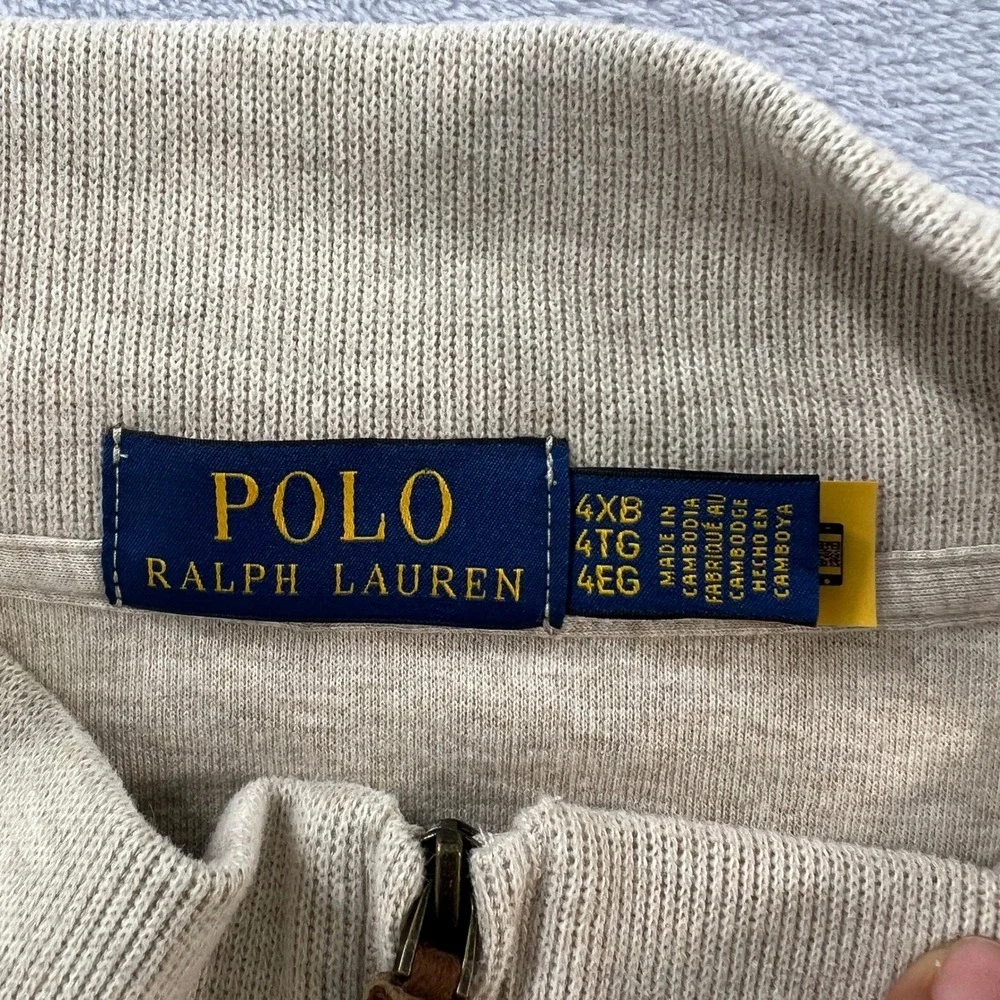 NWT Polo Ralph Lauren‎ Estate-Rib 4XB Big & Tall Heather Beige Mockneck Sweater